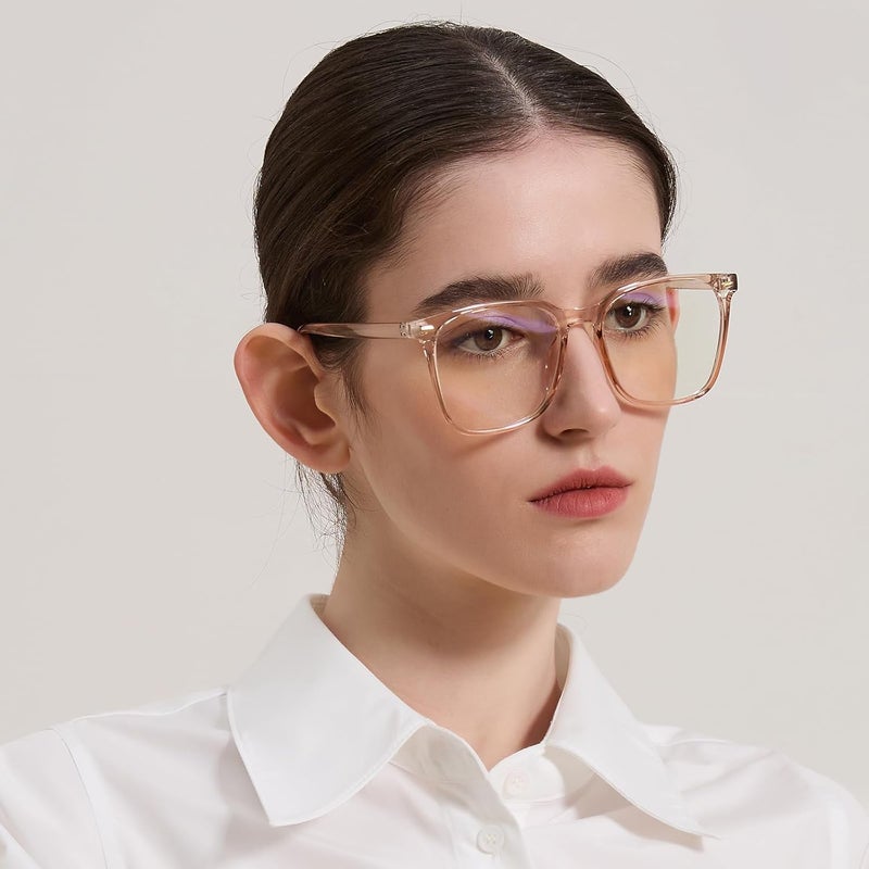 MACJERO Oversized Square Blue Light Blocking Glasses for Women Men, Anti-Fatigue Computer Monitor Gaming Glasses Reduce Eye Strain((transparent Brown) - Image 3